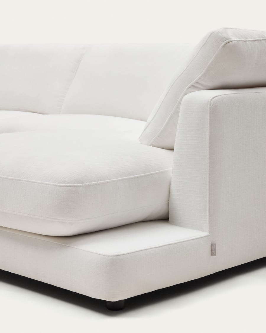 Gala 4 seater sofa with right side chaise longue in white, 300 cm