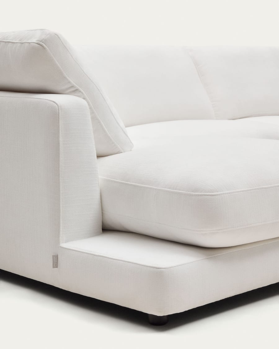Gala 3 seater sofa with double chaise longue in white, 210 cm