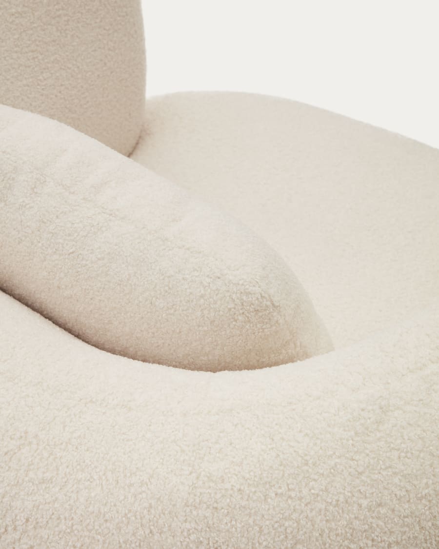 Martina swivel armchair in ecru bouclé with cushion FSC Mix Credit