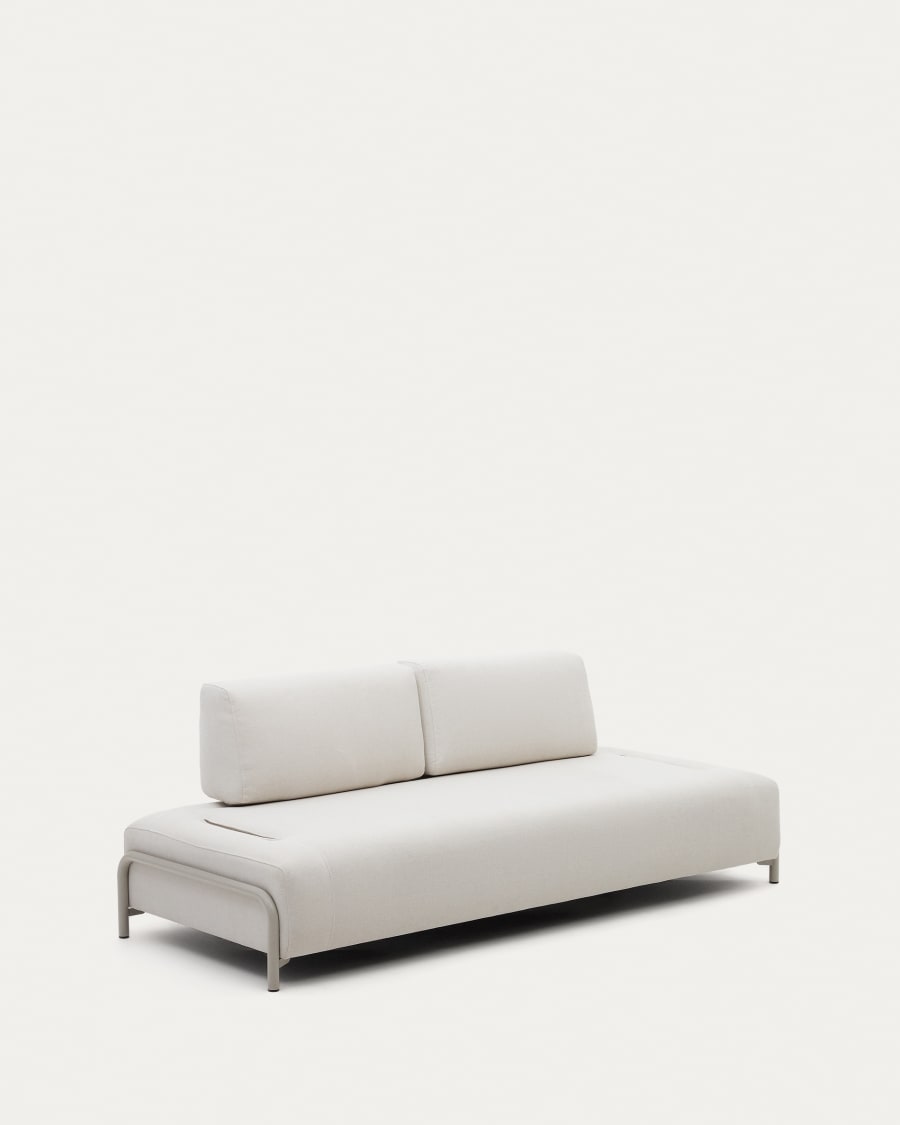 Compo module beige chenille 3-seater with beige metal structure 232 cm FSC Mix Credit