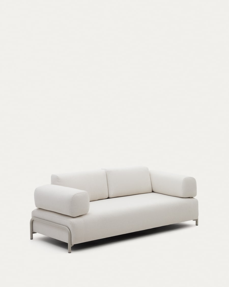 Compo beige chenille 3-seater sofa with beige metal structure 232 cm FSC Mix Credit