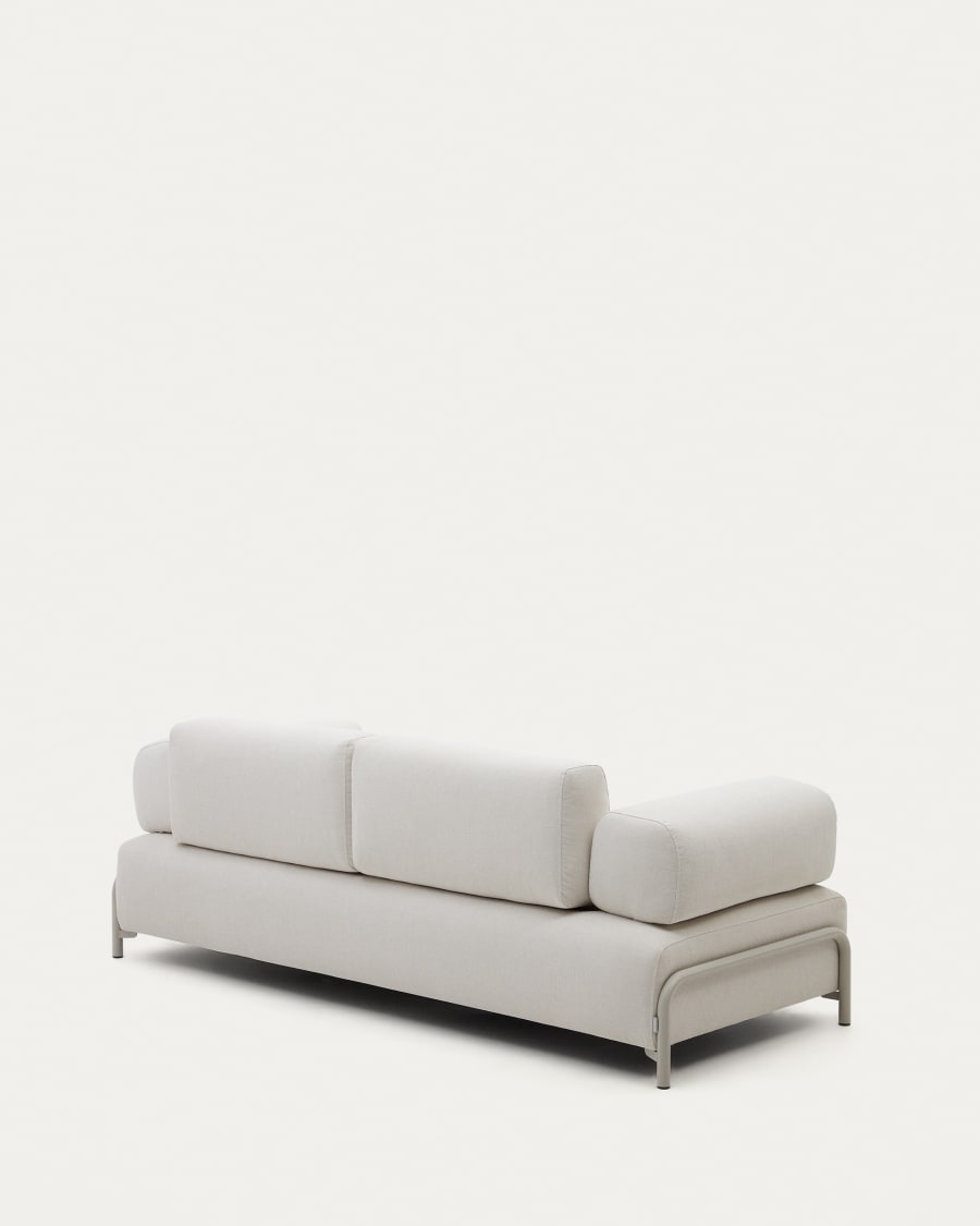 Compo beige chenille 3-seater sofa with beige metal structure 232 cm FSC Mix Credit