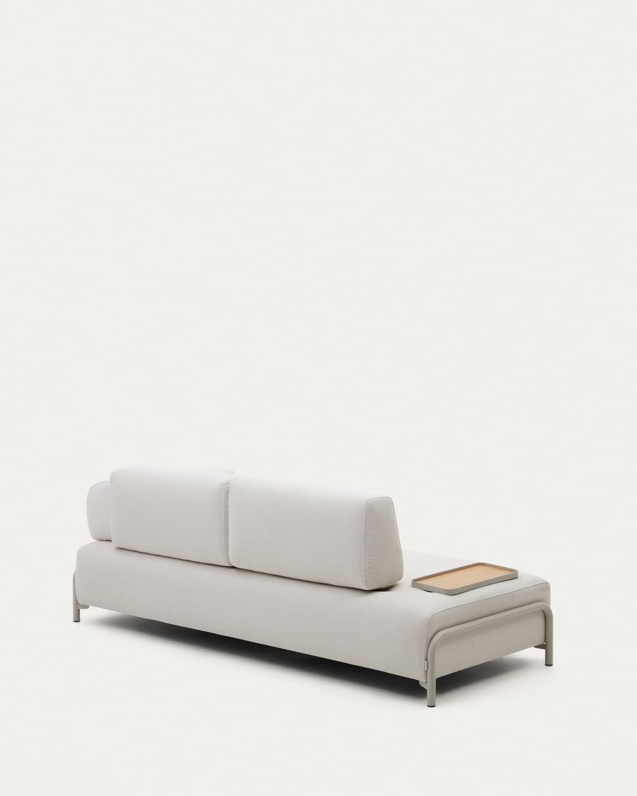Compo 3-seater beige chenille sofa, small tray oak veneer and beige metal structure 232cm FSC Mix Credit