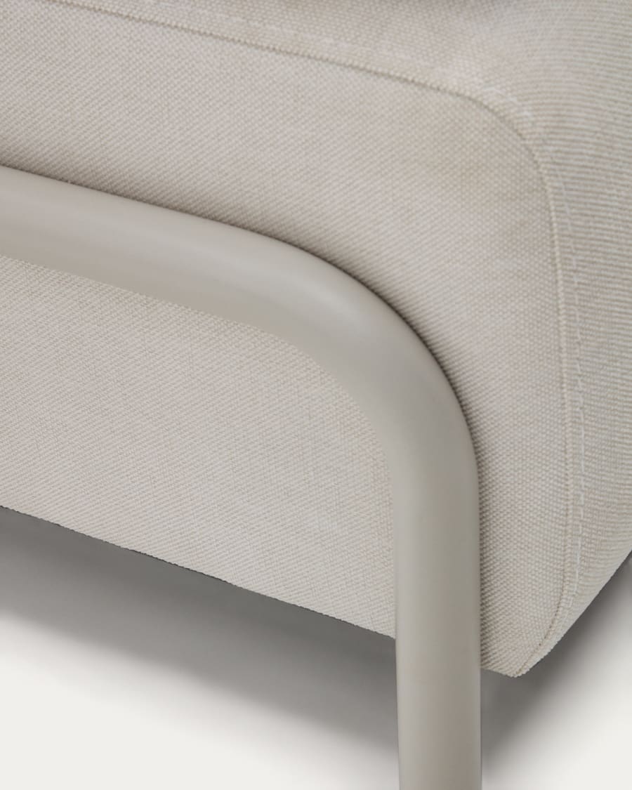 Compo 3-seater beige chenille sofa, small tray oak veneer and beige metal structure 232cm FSC Mix Credit
