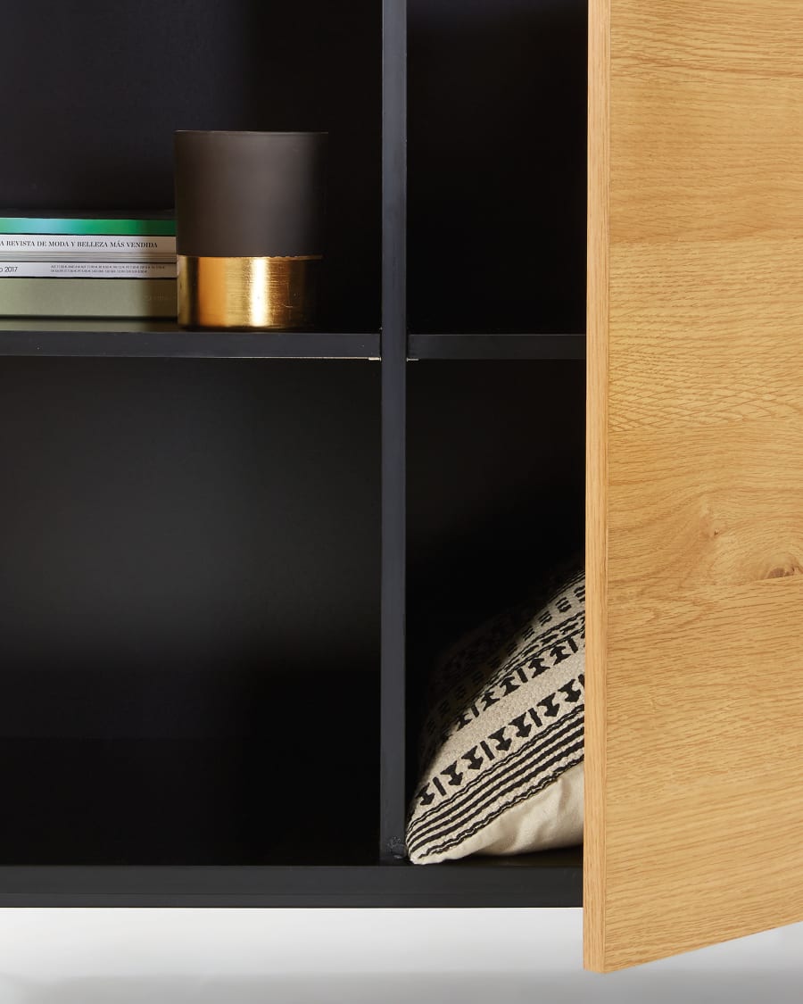 Savoi 4 door MDF sideboard with black lacquer & painted steel, 165 x 80 cm
