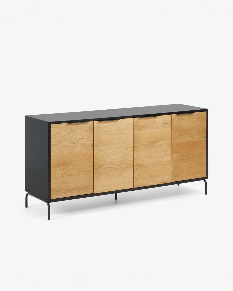 Savoi 4 door MDF sideboard with black lacquer & painted steel, 165 x 80 cm