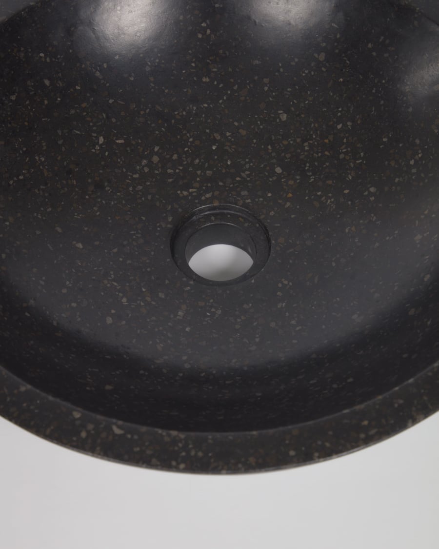 Delina countertop washbasin in black terrazzo Ø 40 cm