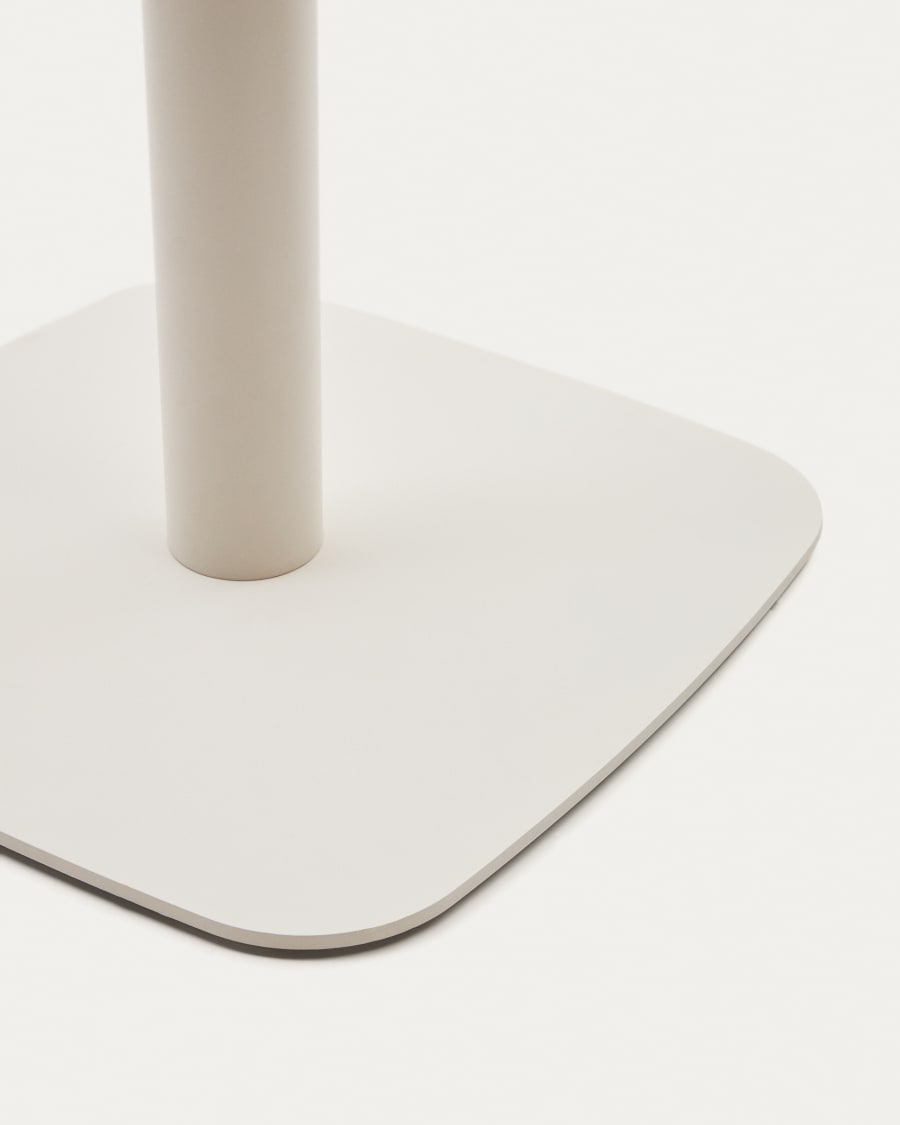 Dina Stehtischbein mit quadratischem Metallfuß in weiß lackierter Ausführung