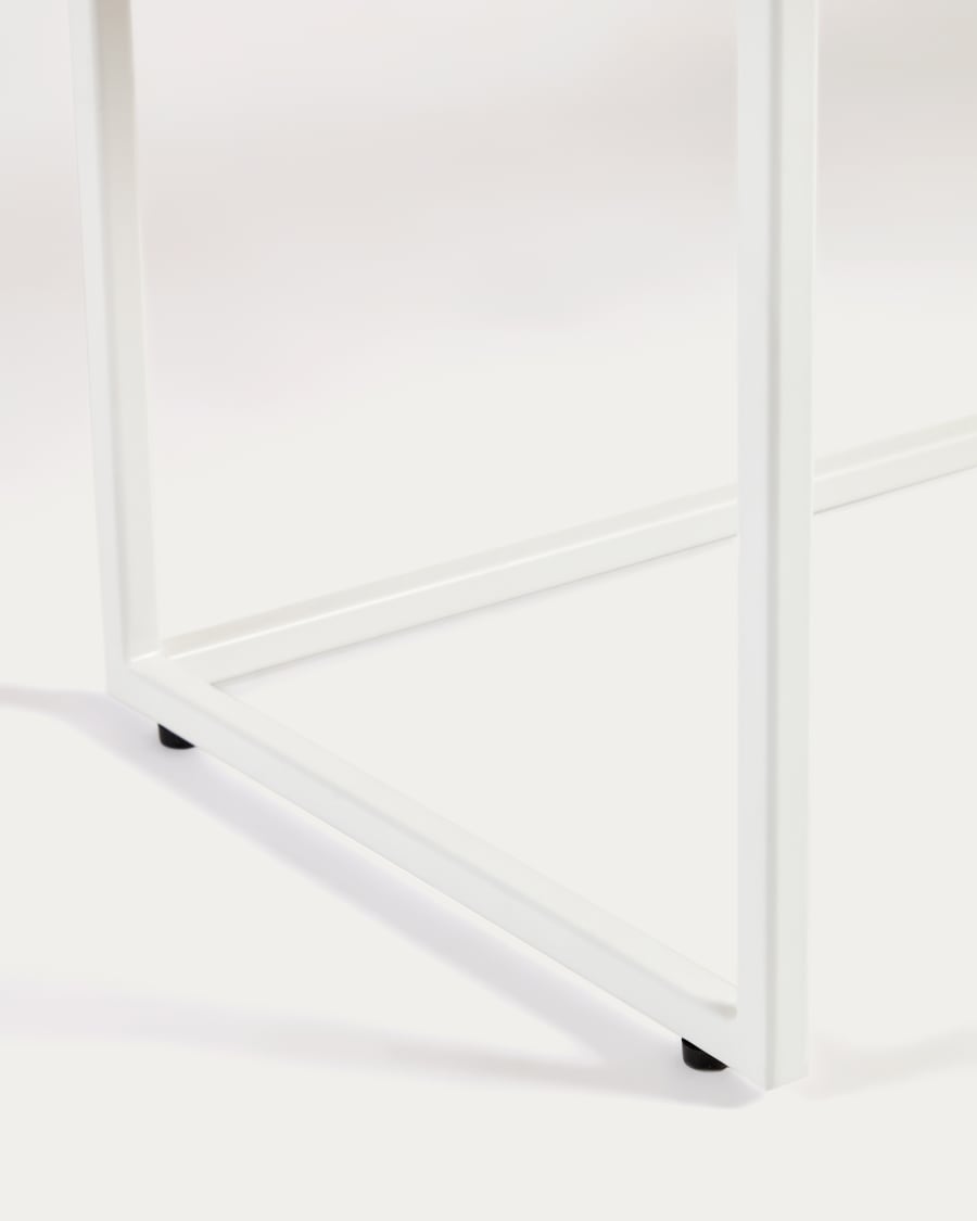 Yoana console table with oak veneer and painted white metal structure, 120 x 80 cm