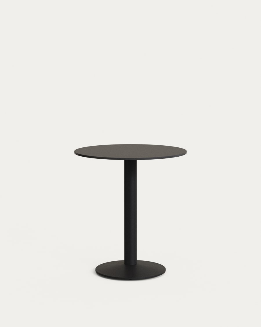 Runder Outdoor-Tisch Esilda schwarz mit schwarz lackiertem Metallbein Ø 70 x 70 cm