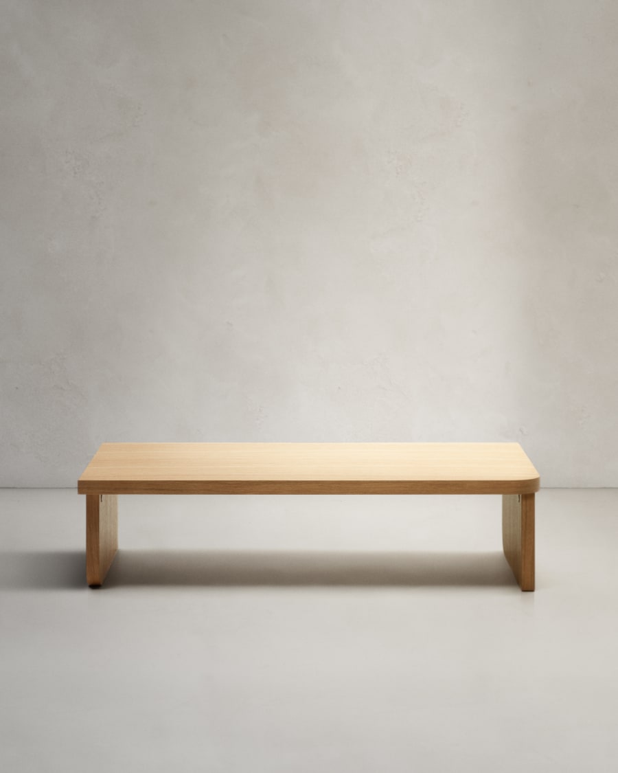 Table basse Oaq en placage de chêne finition naturelle 140 x 75 cm FSC Mix Credit