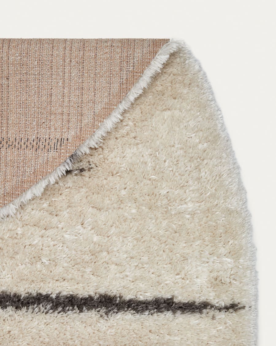 Tahitiana rug in beige with grey stripes, Ø 160 x 230 cm