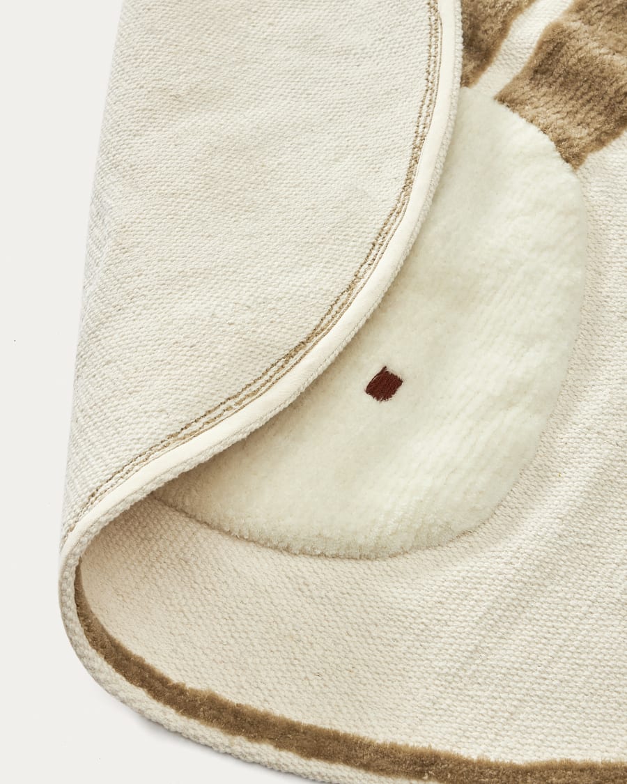 Yanil round beige cotton rabbit rug, Ø 100 cm