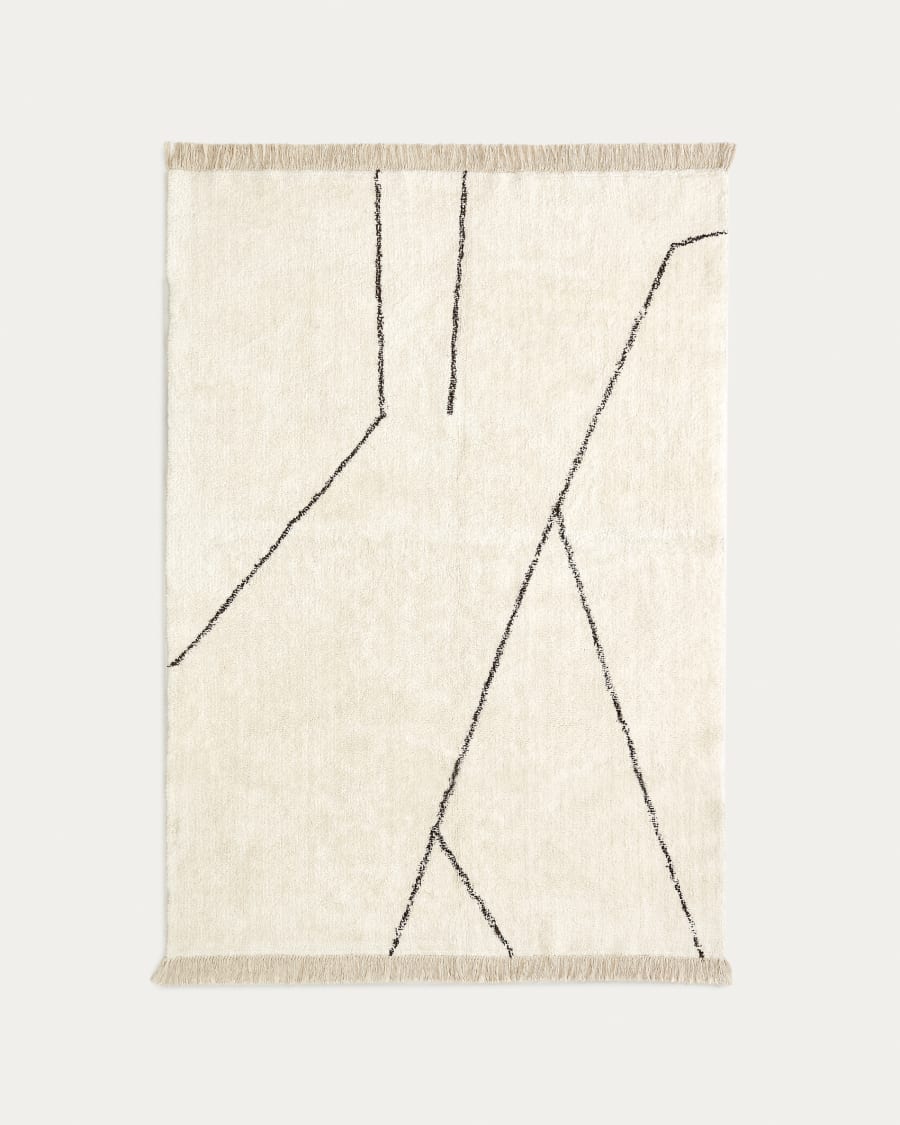 Tappeto Mijas di cotone bianco e nero 160 x 230 cm
