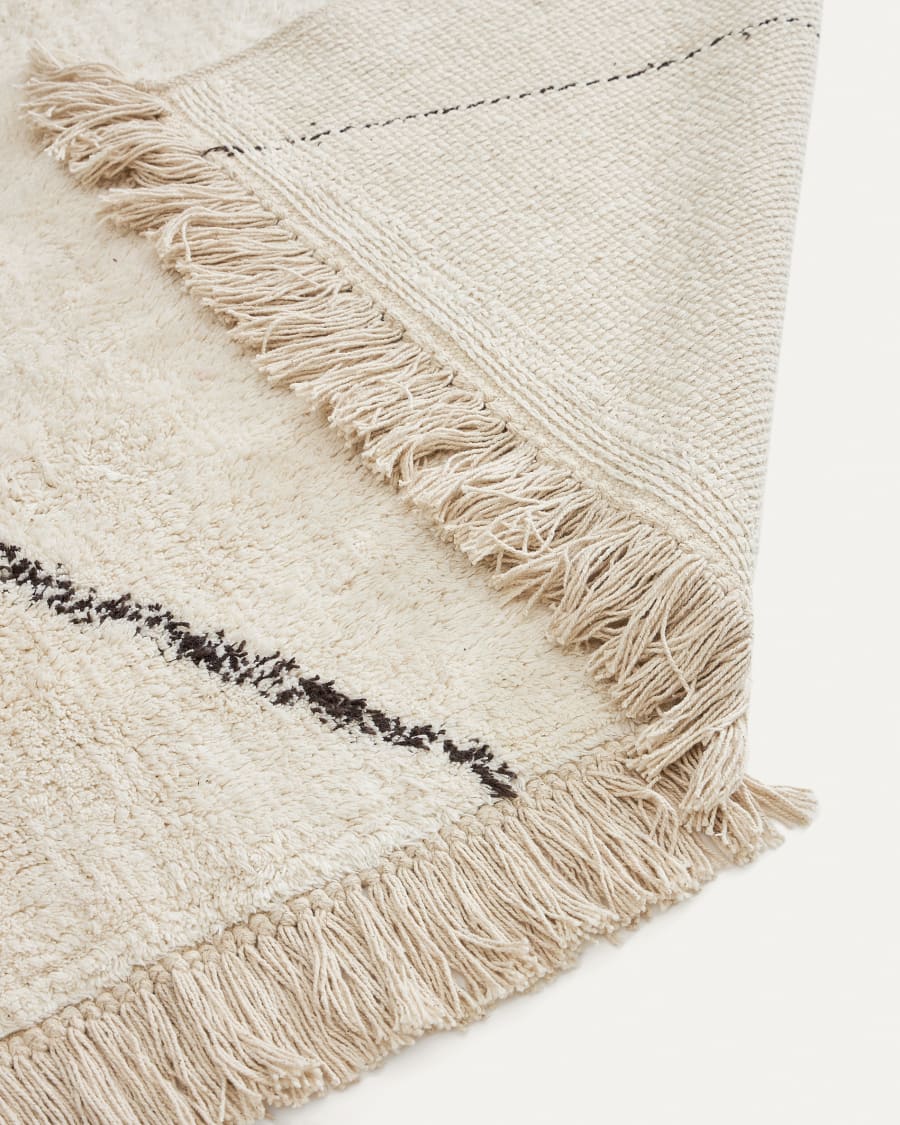 Tappeto Mijas di cotone bianco e nero 160 x 230 cm