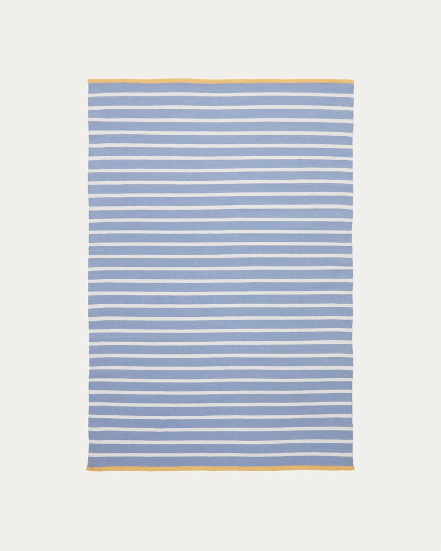 Mendia blue and white striped rug 100% PET 160 x 230 cm