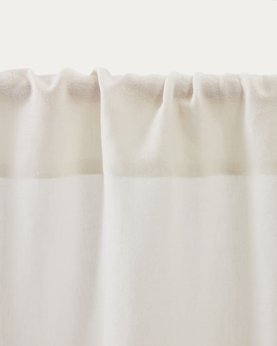 Tenda Maileth in cotone e lino bianco con riga laterale nera