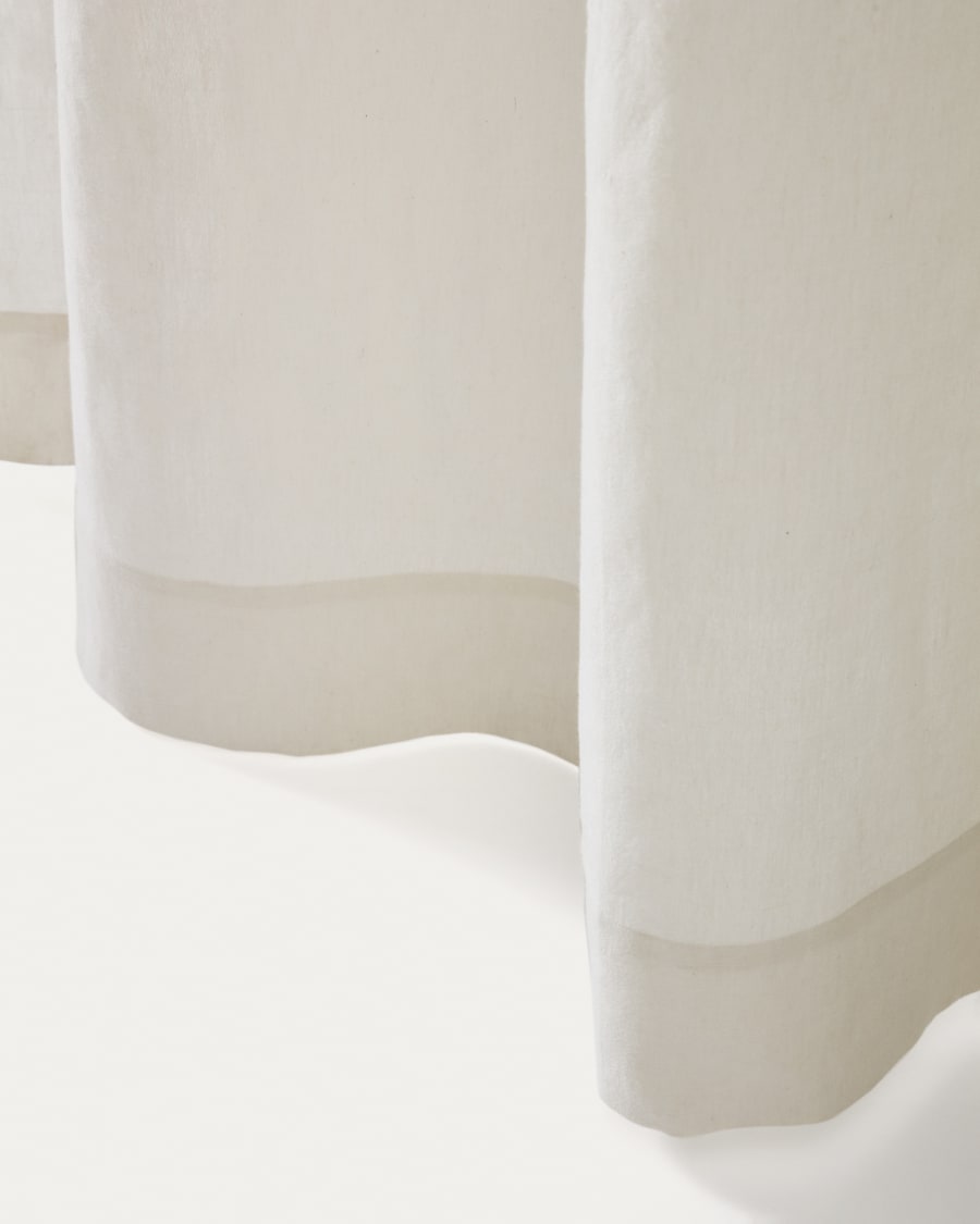 Tenda Maileth in cotone e lino bianco con riga laterale nera