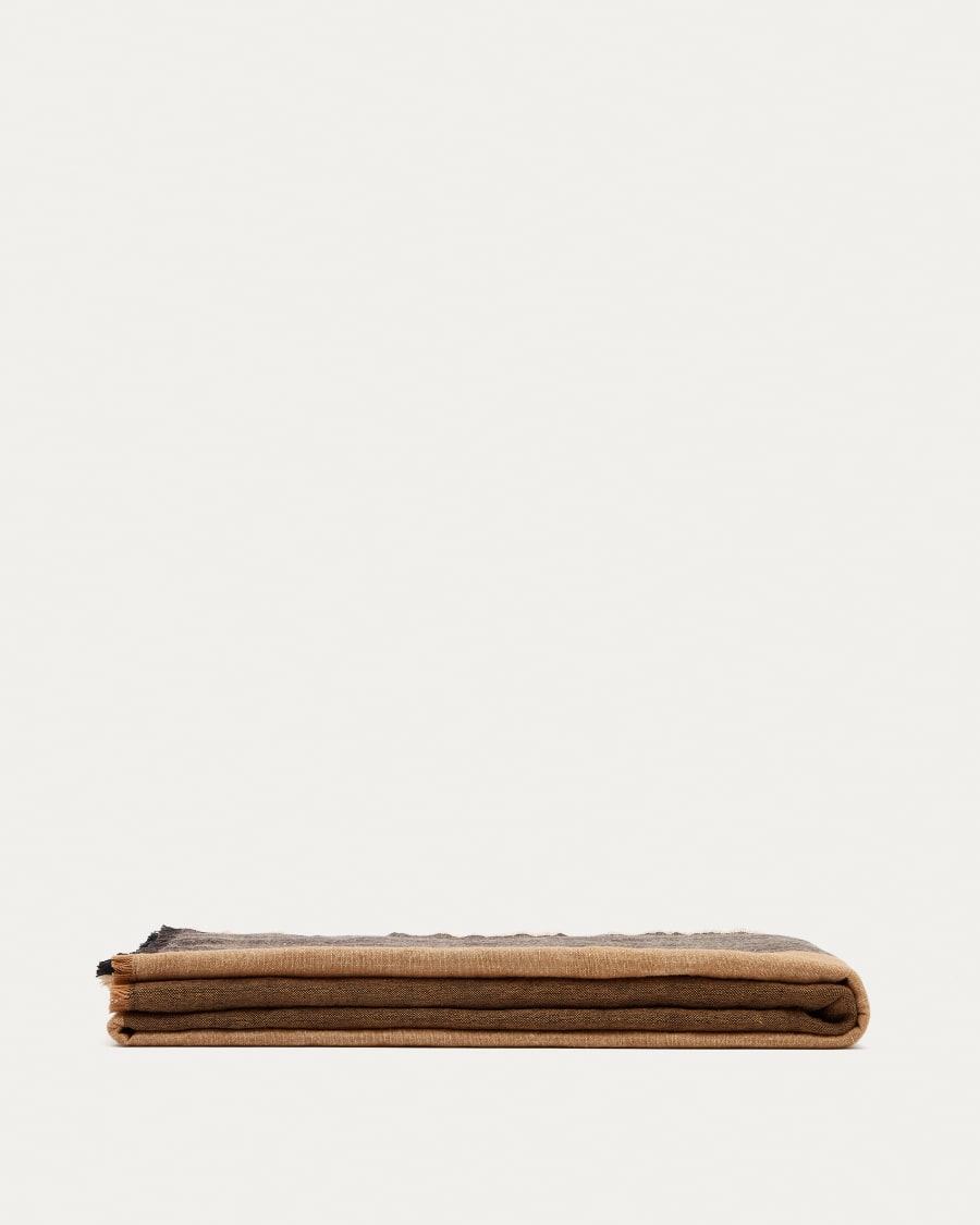 Macel black check cotton and linen blanket 130 x 170 cm
