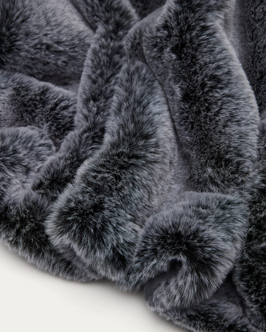 Dark grey fur blanket clearance