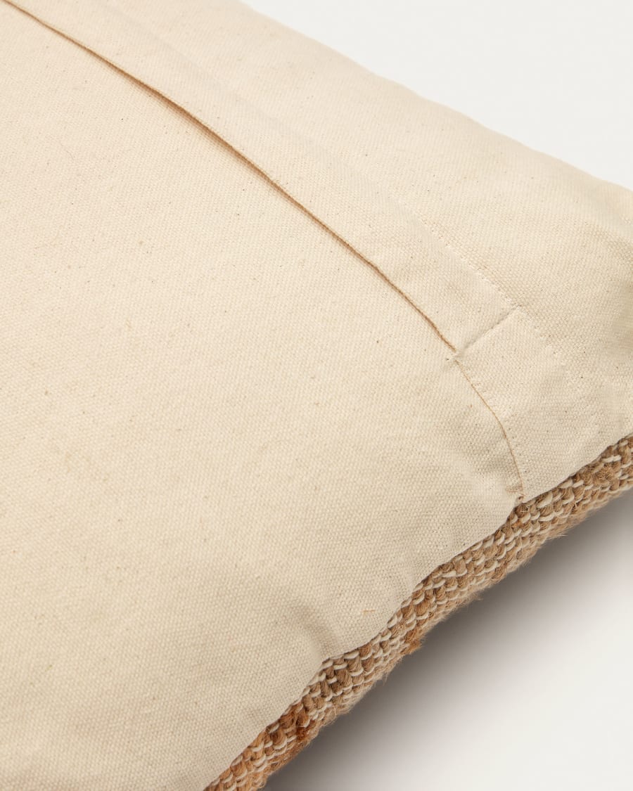 Cabanes jute and cotton cushion cover, natural and brown, 45 x 45 cm