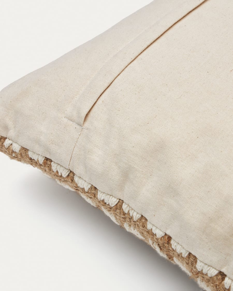 Iscle natural jute and white cotton cushion cover, 45 x 45 cm