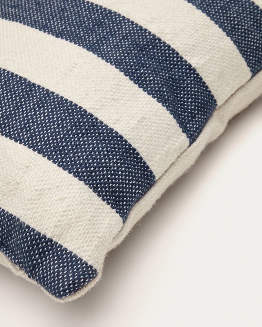 Nans 100% PET cushion cover with white and blue stripes, 45 x 45 cm