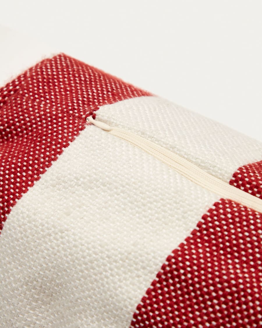 Nans 100% PET cylinder cushion cover with white and red stripes
