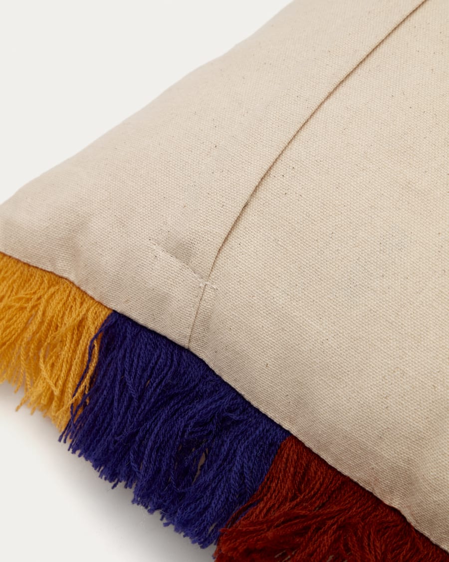 Zelda white cotton cushion cover with multicoloured embroidered letters, 30 x 50 cm