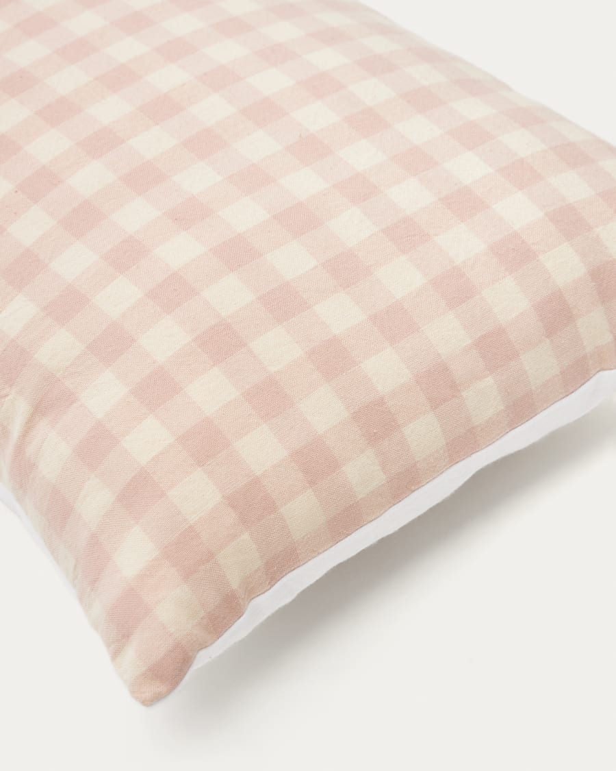 Cushion cover Yanil 100% cotton pink and beige squares 30 x 50 cm