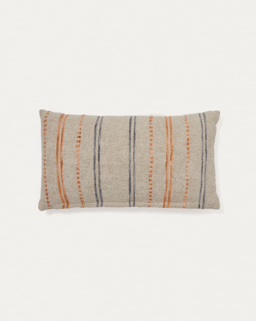 Setic blue and orange striped linen cushion cover 30 x 50 cm Kave Home Greece