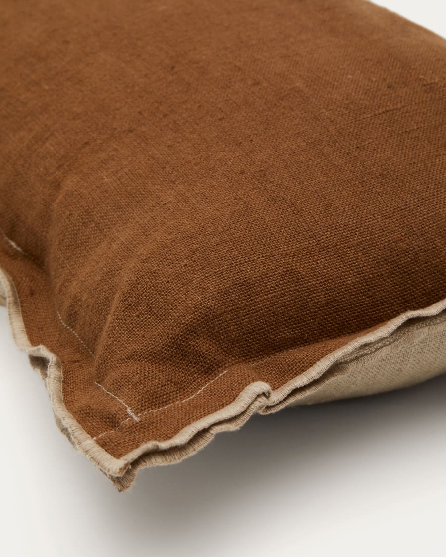 Sagi beige and brown linen cushion cover 30 x 50 cm