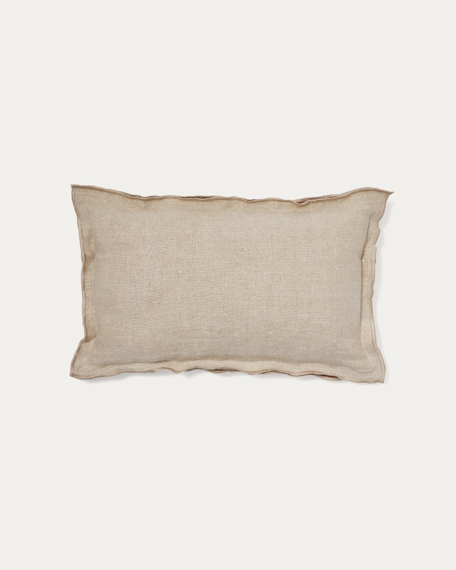 Sagi beige and brown linen cushion cover 30 x 50 cm