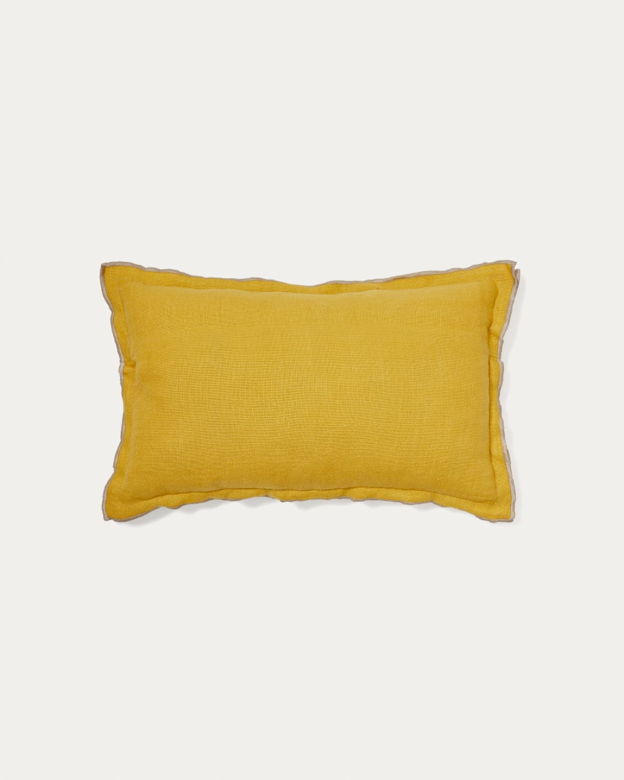 Sagi beige and mustard linen cushion Cover 30 x 50 cm