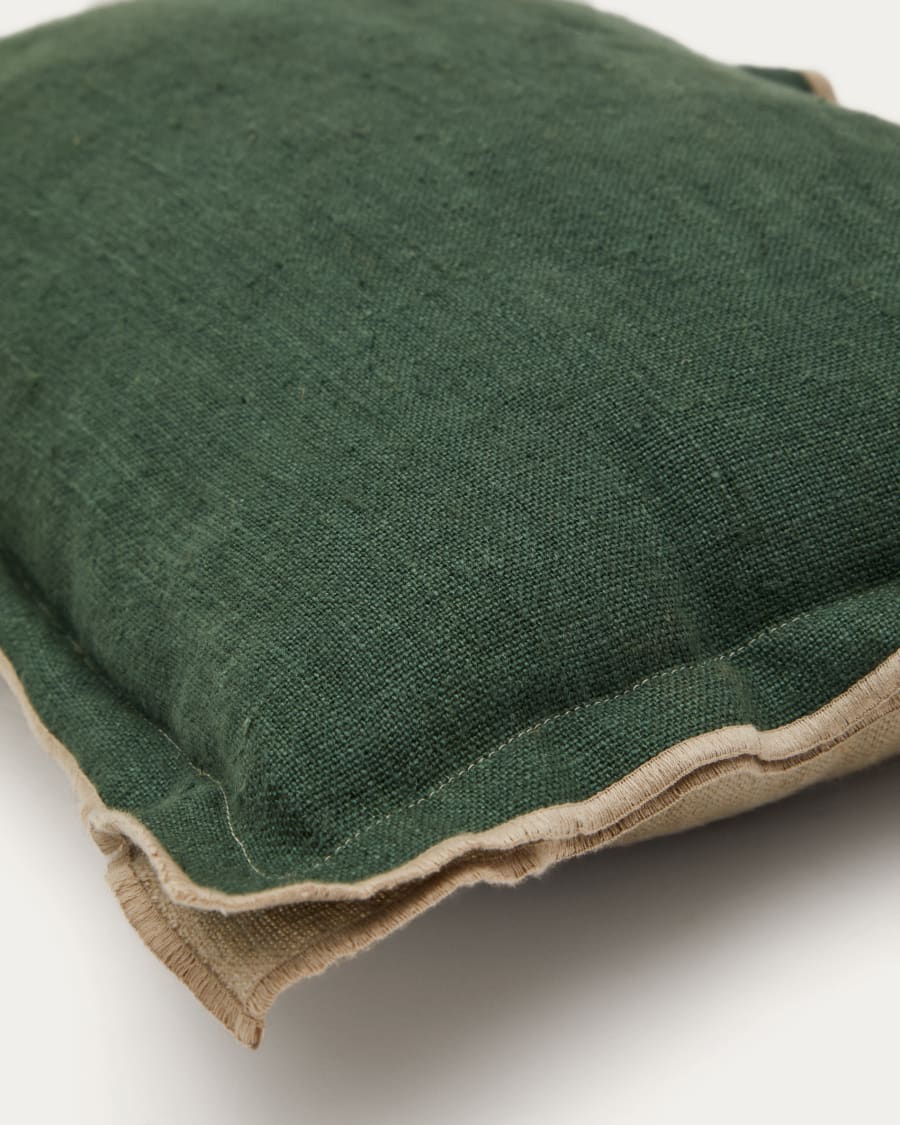 Sagi beige and green linen cushion cover 100% 30 x 50 cm