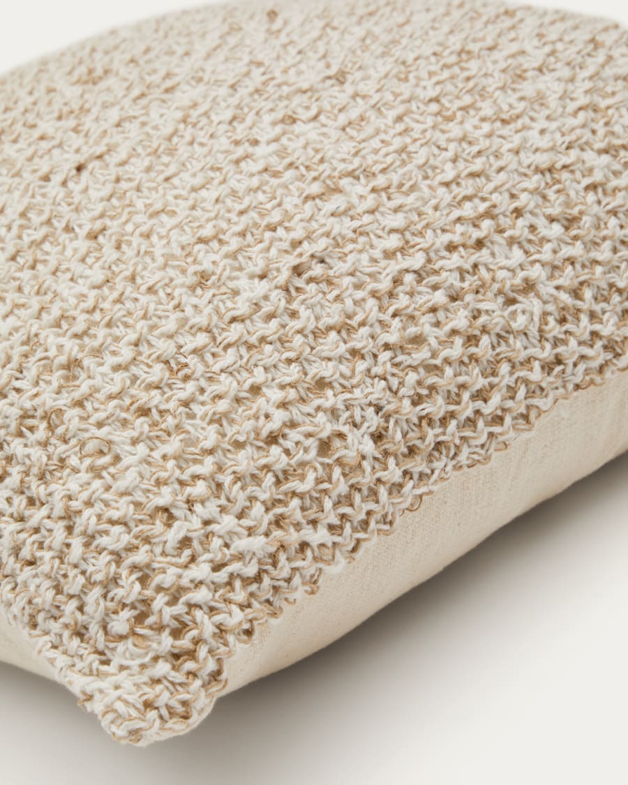 Sunira cushion cover in cotton and natural jute, 30 x 50 cm