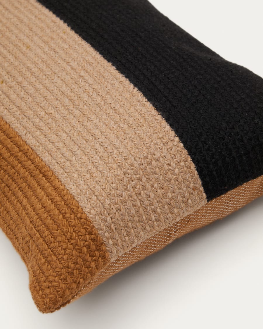 Saigua black and brown striped cushion cover 100% PET 30 x 50 cm
