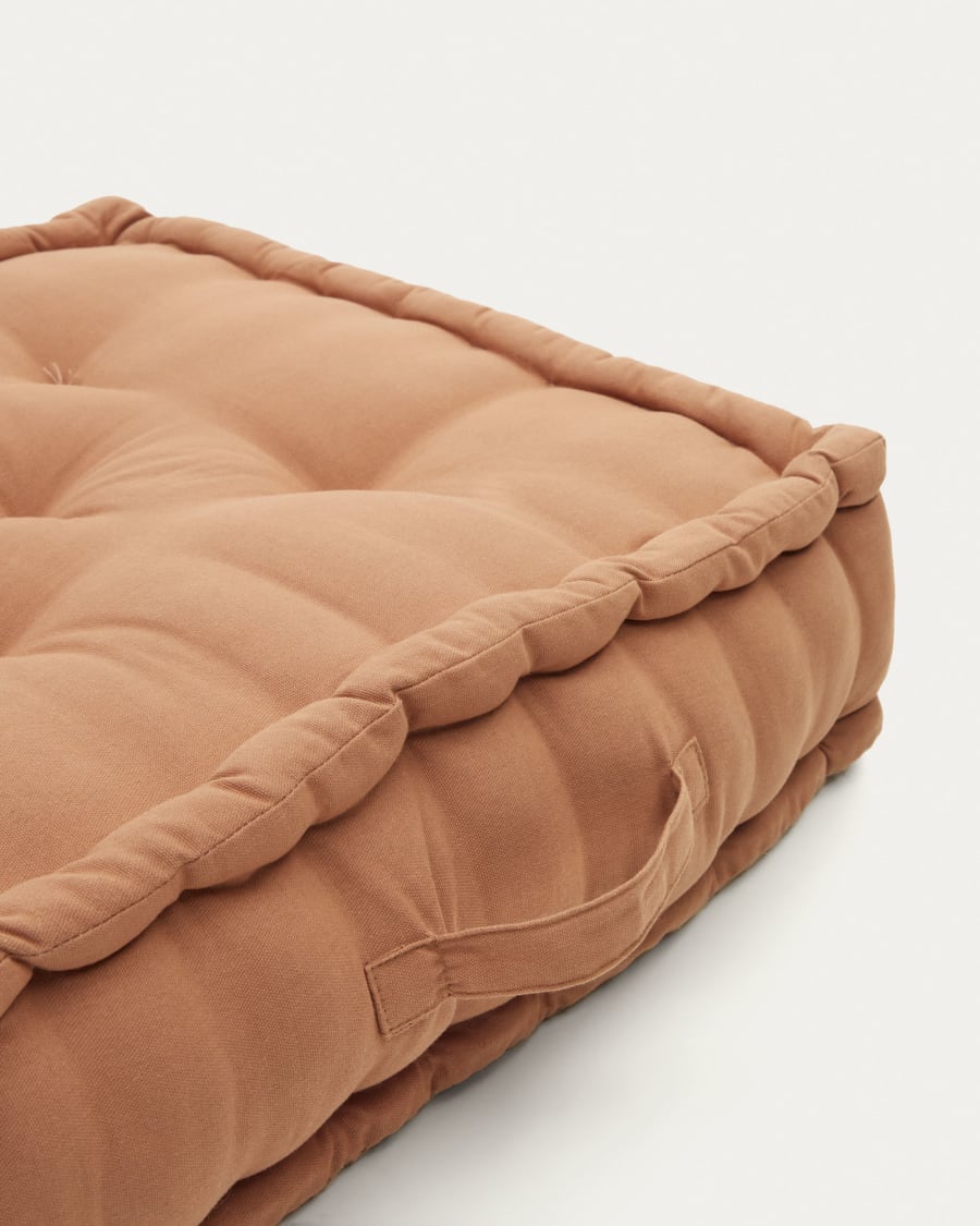 Besalu floor cushion, 100% brown cotton, 60 x 60 cm
