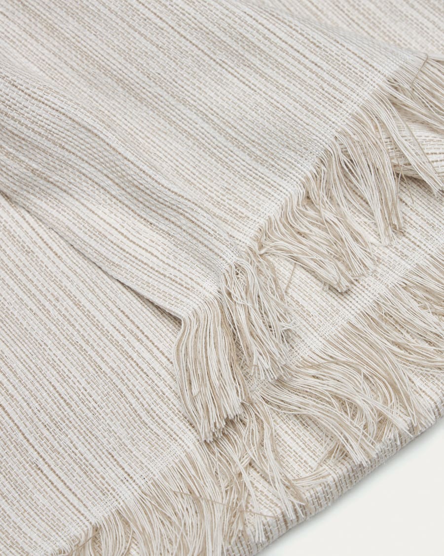 Vilahur tablecloth with tassels in beige, 150 x 250 cm