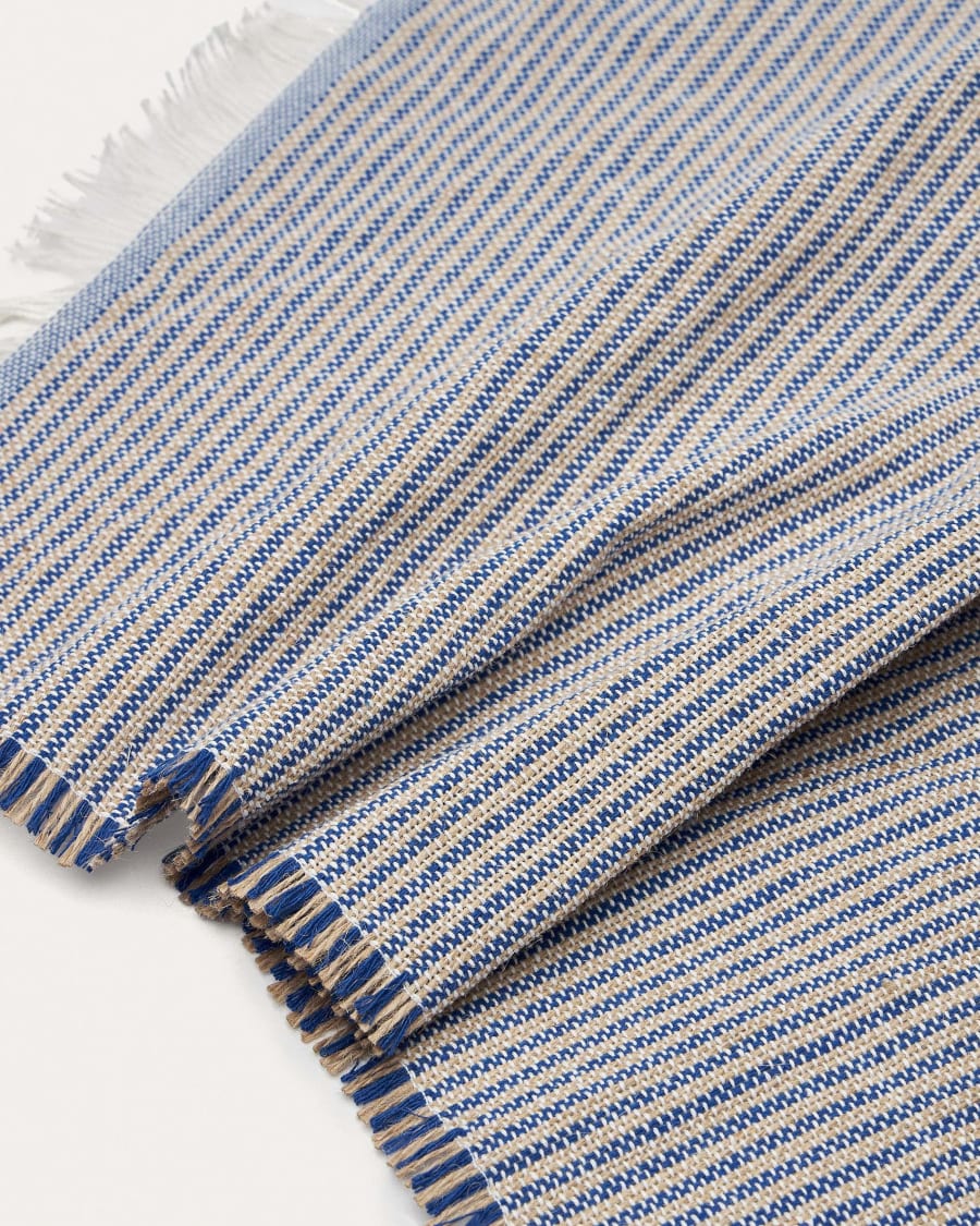 Vilat table runner with tassels in blue, 46 x 140 cm