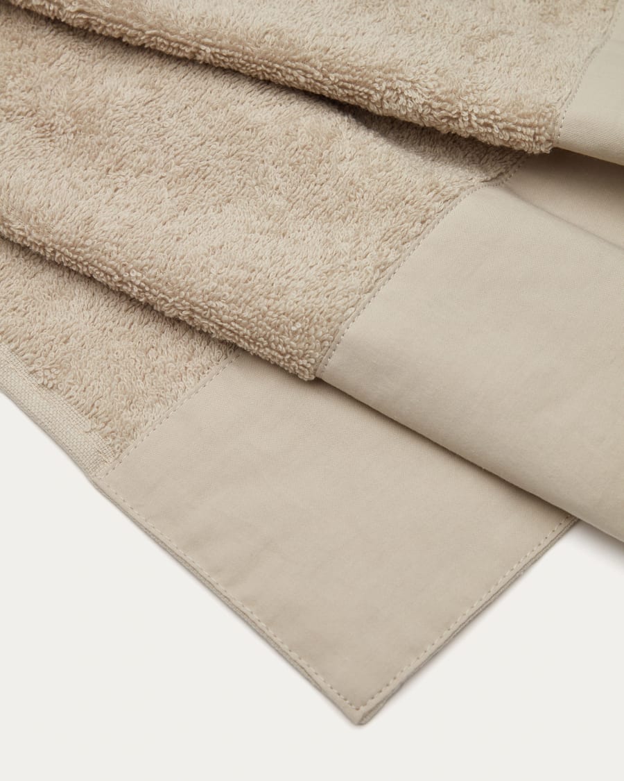 Takeshi hand towel in 100% beige cotton 50 x 90 cm