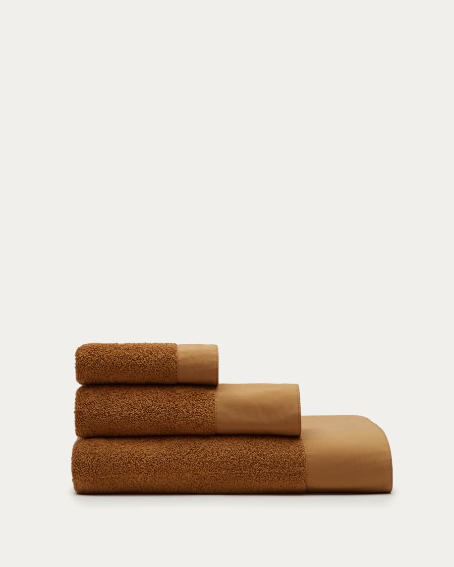 Takeshi face towel in 100% brown cotton 30 x 50 cm