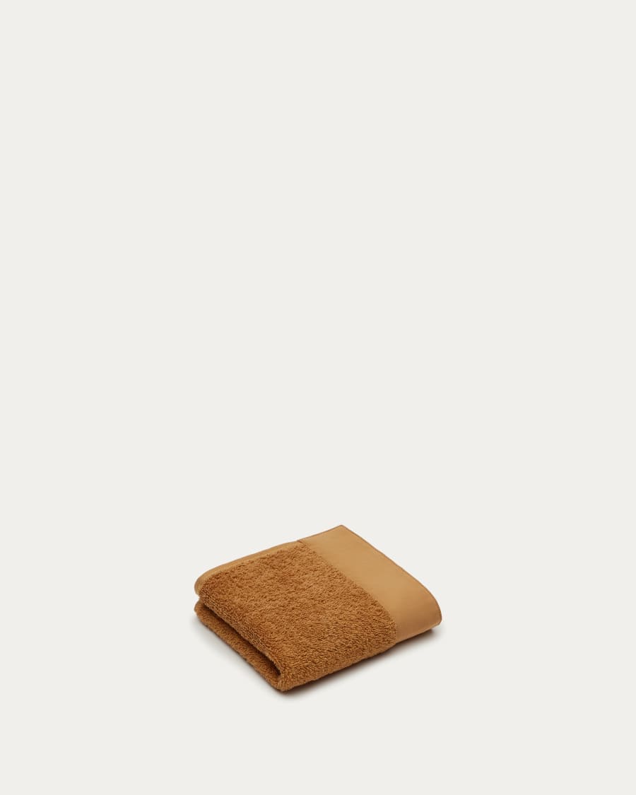 Takeshi face towel in 100% brown cotton 30 x 50 cm