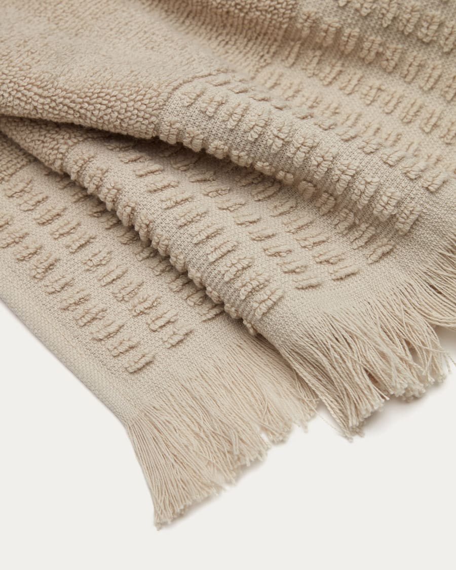 Veta bath towel in 100% beige cotton 70 x 140 cm