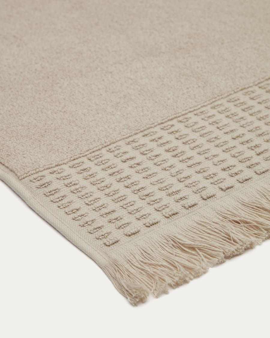Veta bath mat in 100% beige cotton, 40 x 60 cm