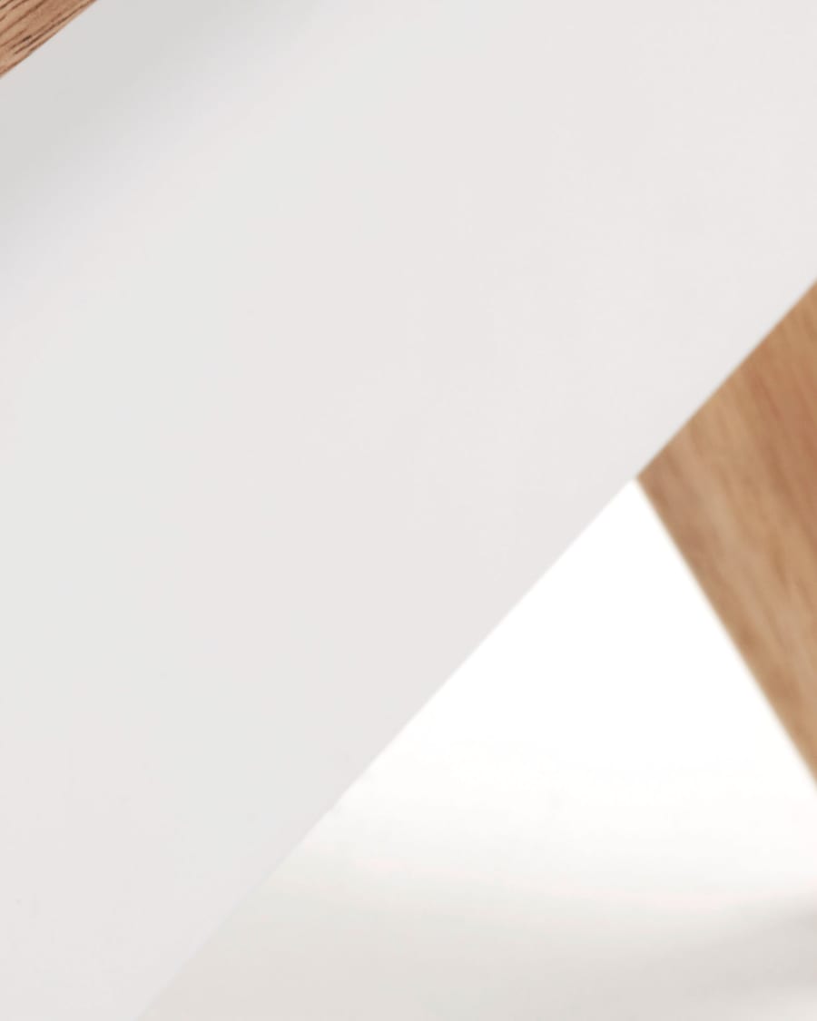 Mesita de noche Melan con lacado blanco y madera maciza de caucho 40 x 50 cm