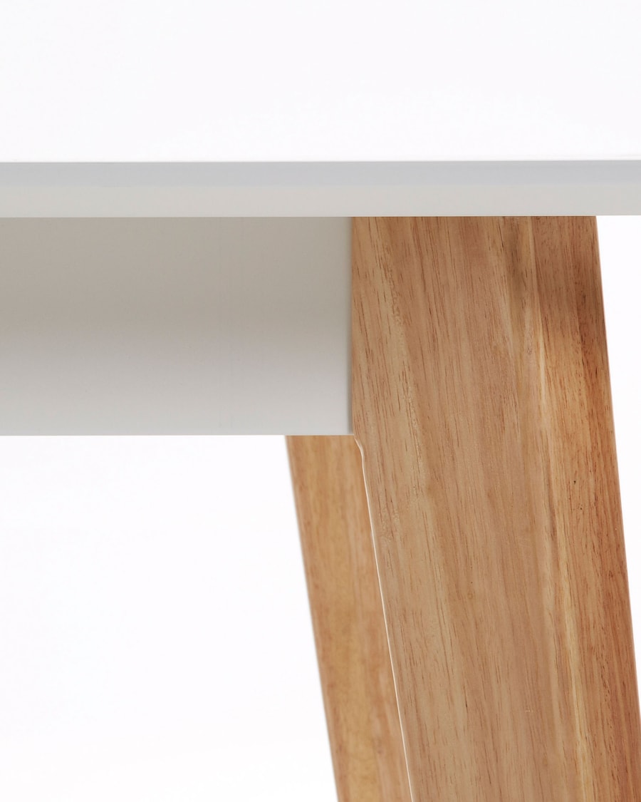 Melan MDF table in white with solid rubber wood legs 160 x 90 cm