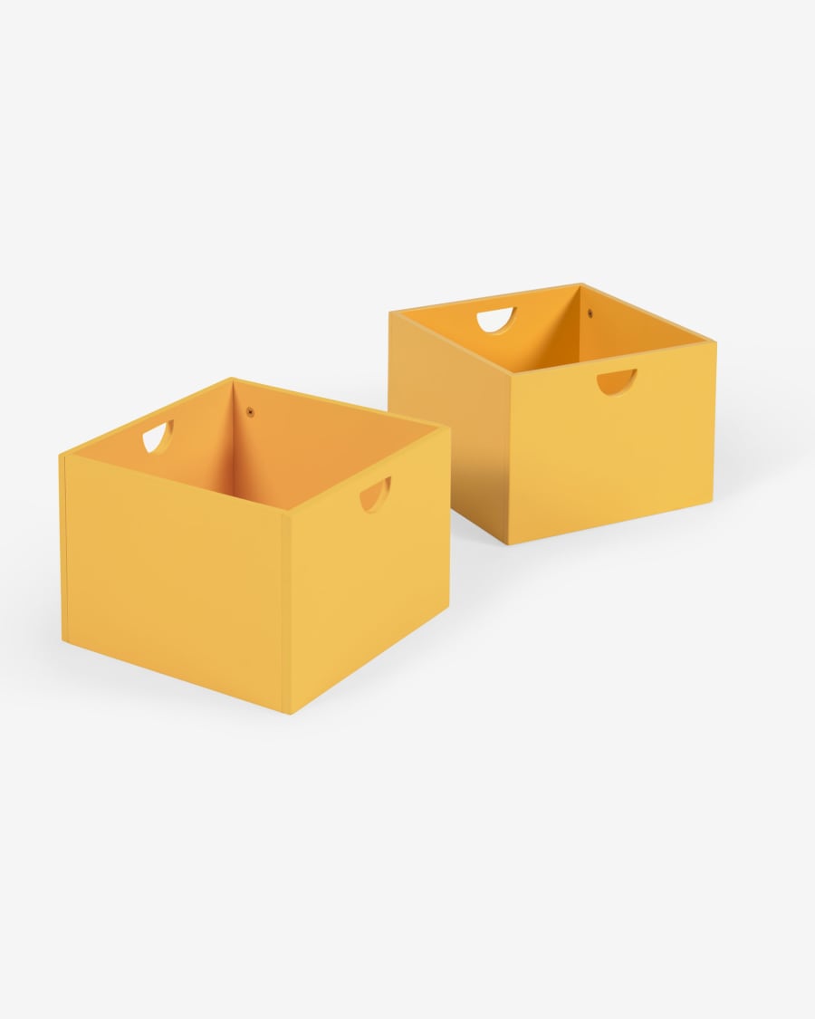 Nunila set of 2 drawers for storage unit in mustard MDF