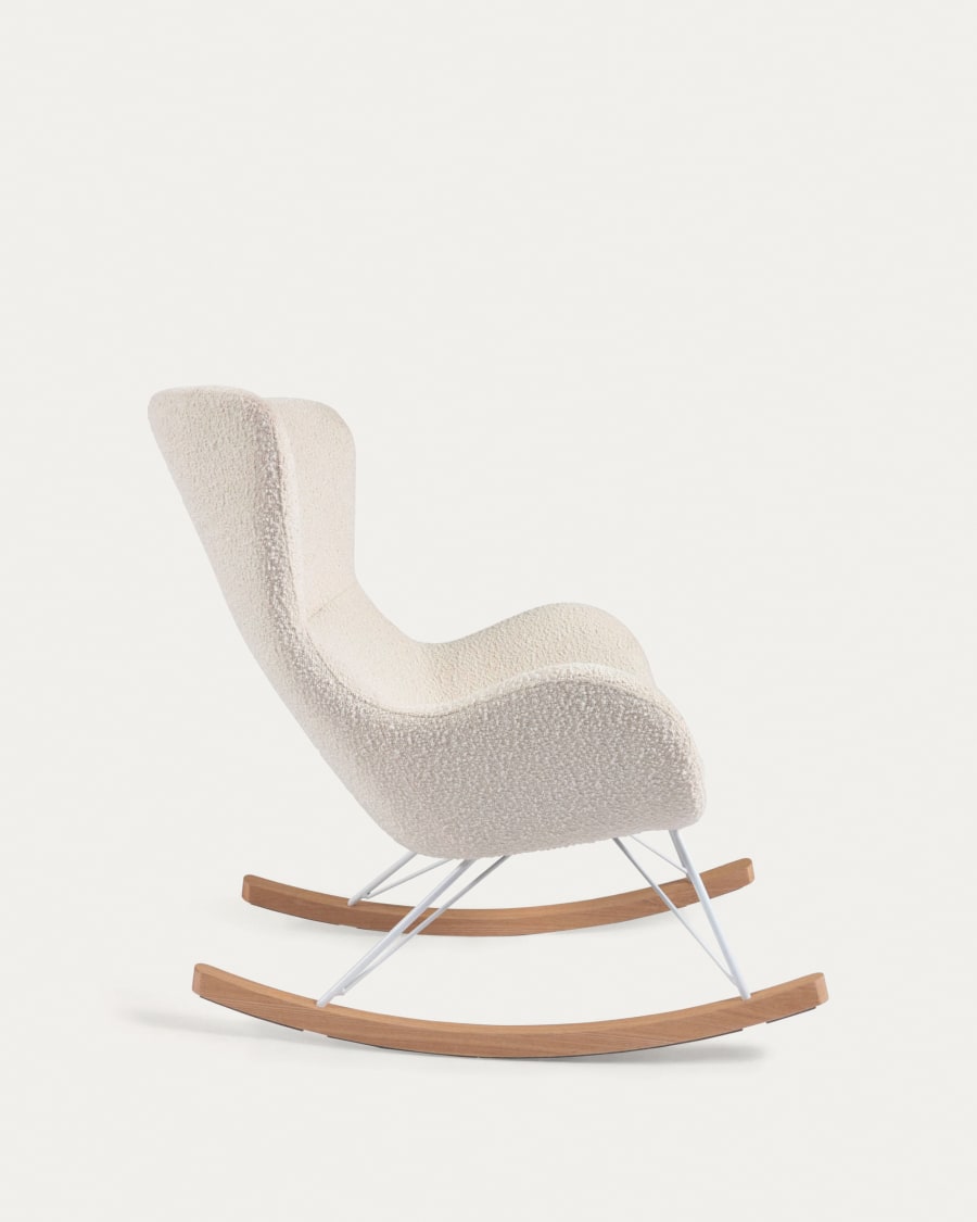 Vania rocking chair in white bouclé