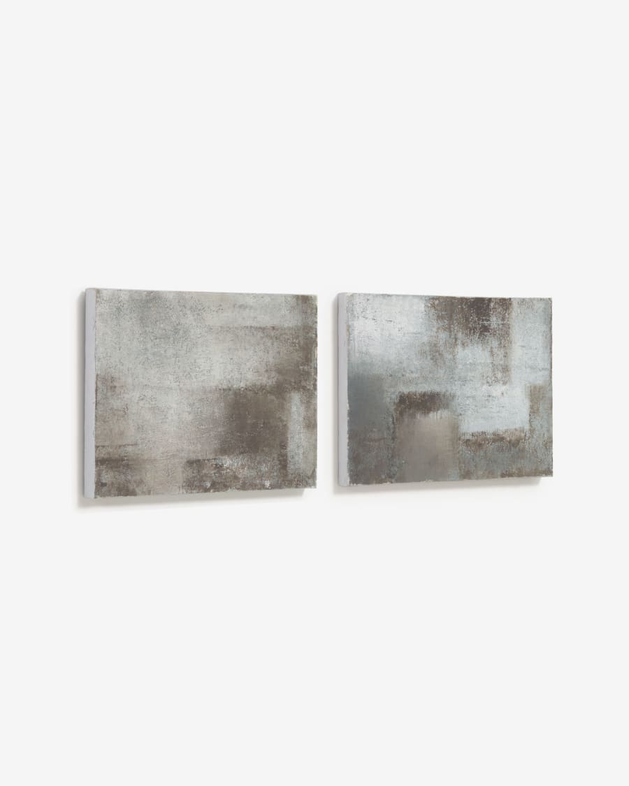 Vinka set of 2 white and grey canvases 30 x 40 cm